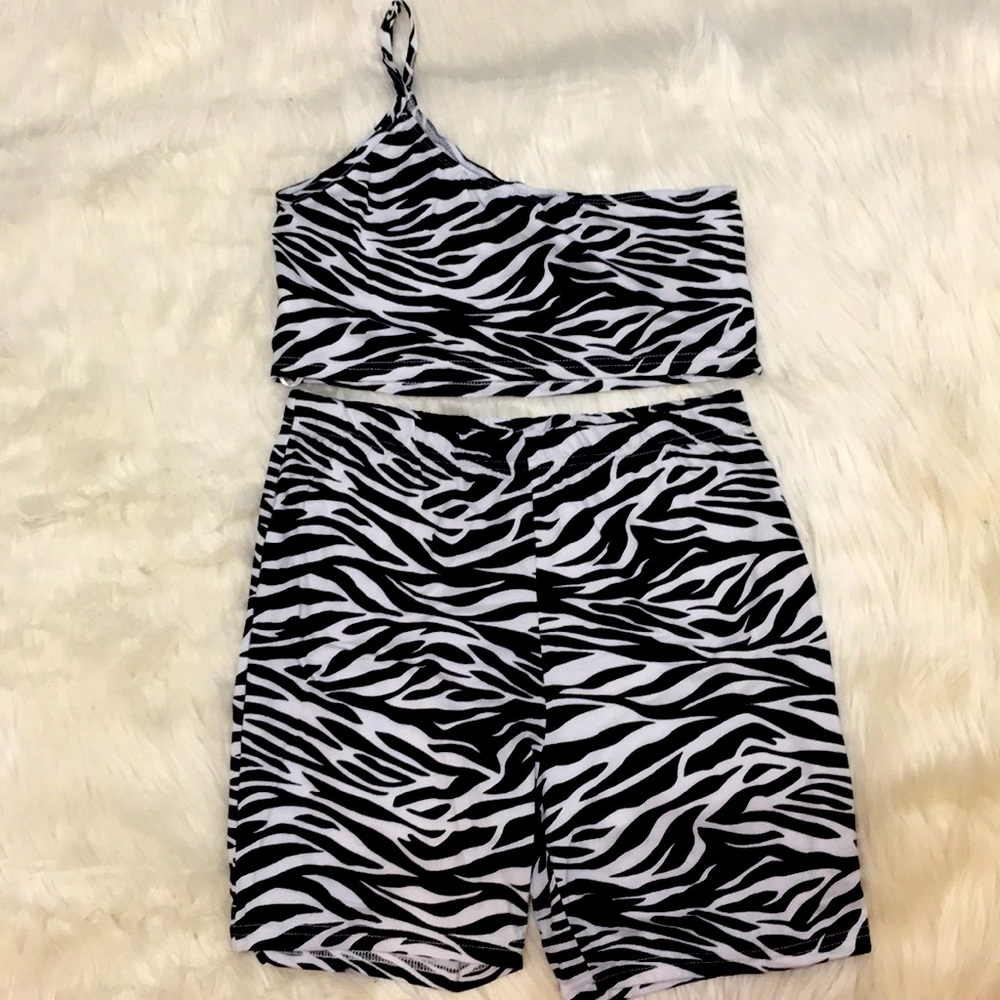 Zebra biker short set